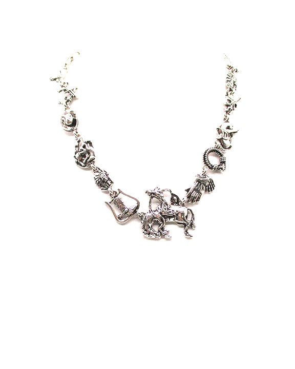Western Horse Riding Theme Charm Necklace