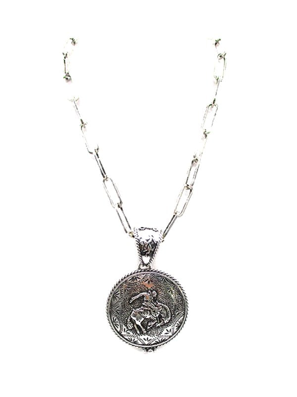Western Horse Riding Pendant Necklace