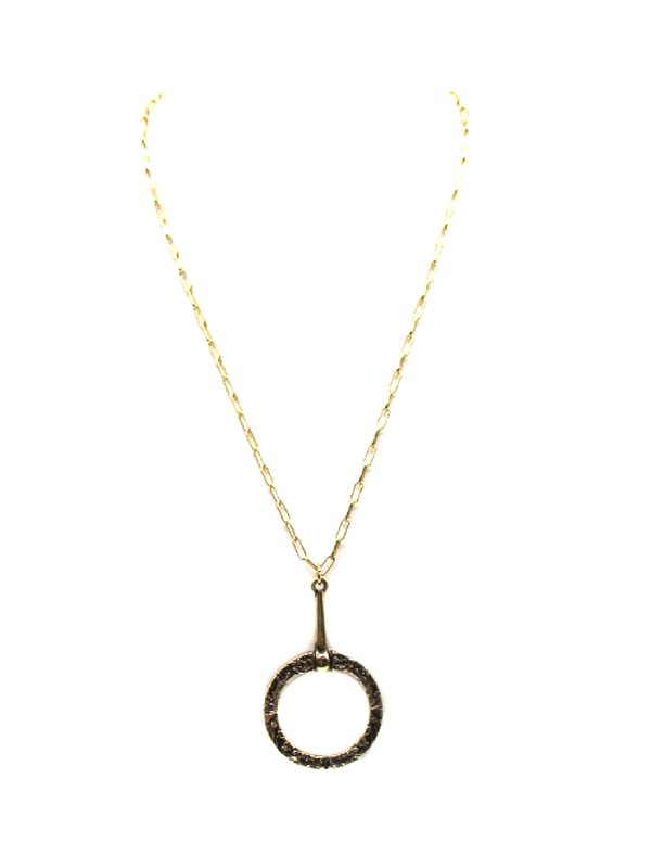 Western Etched Snaffle Bit Pendant Necklace