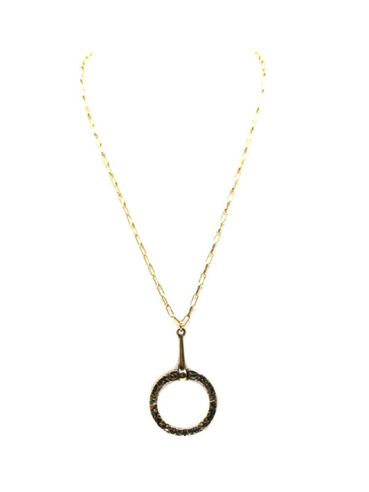 Western Etched Snaffle Bit Pendant Necklace
