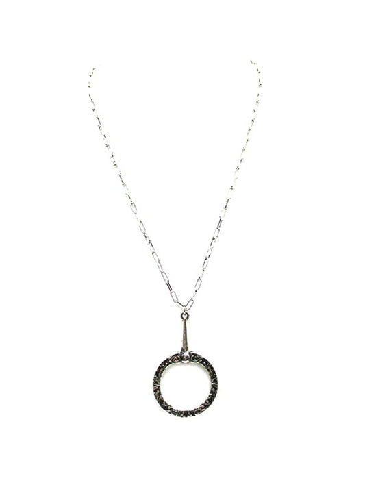 Western Etched Snaffle Bit Pendant Necklace
