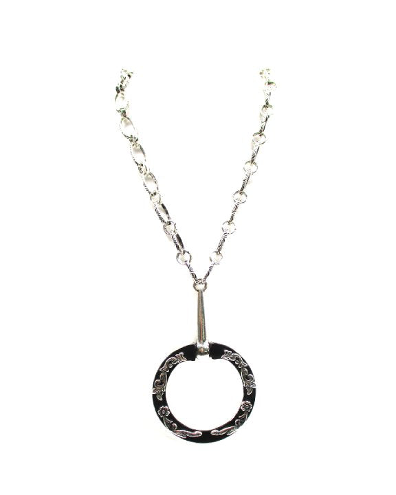 Western Large Decorated Snaffle Bit Pendant Necklace