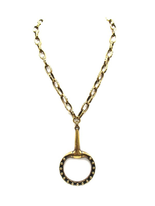 Western Large Bubble Snaffle Bit Pendant Necklace