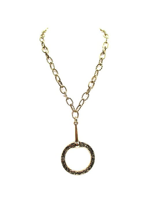 Western Large Etched Snaffle Bit Pendant Necklace