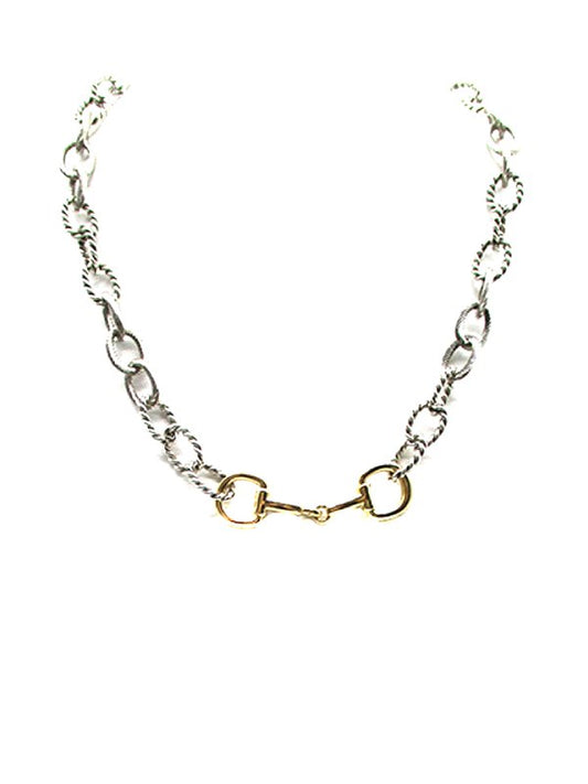 Western Two Tone Snaffle Bit Chain Necklace