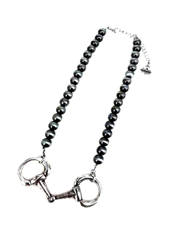 Western Snaffle Bit Pendant Navajo Pearl Necklace