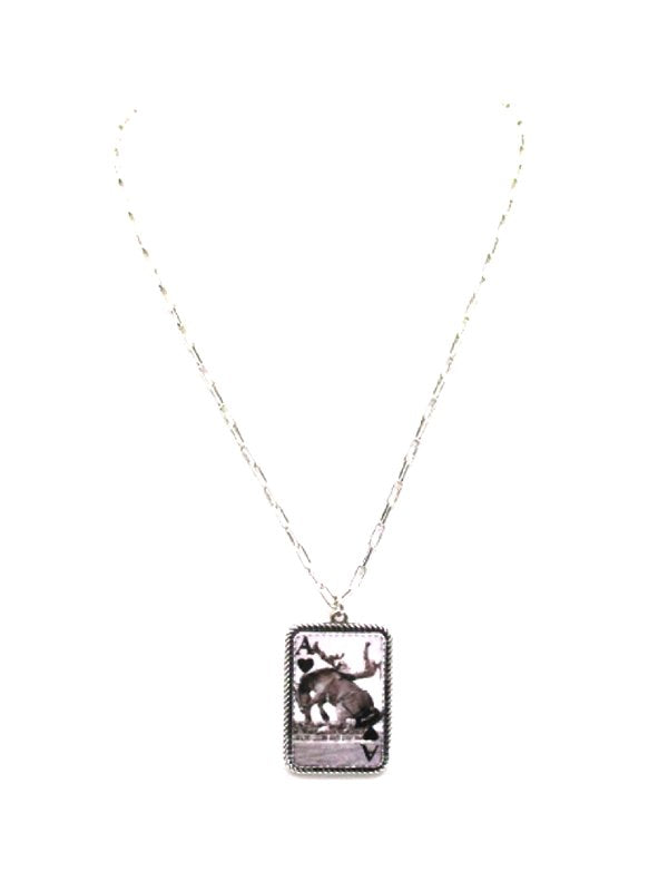 Western Ace Card Pendant Necklace