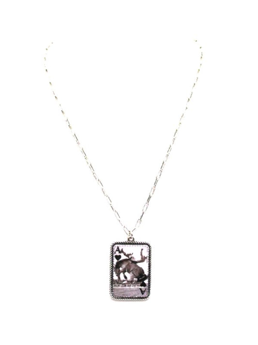 Western Ace Card Pendant Necklace
