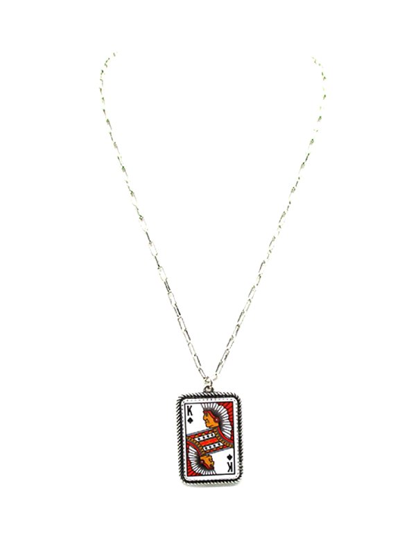 Western Spade King Card Pendant Necklace