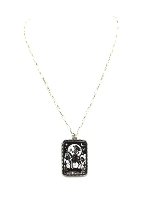 Western Cowgirl Card Pendant Necklace