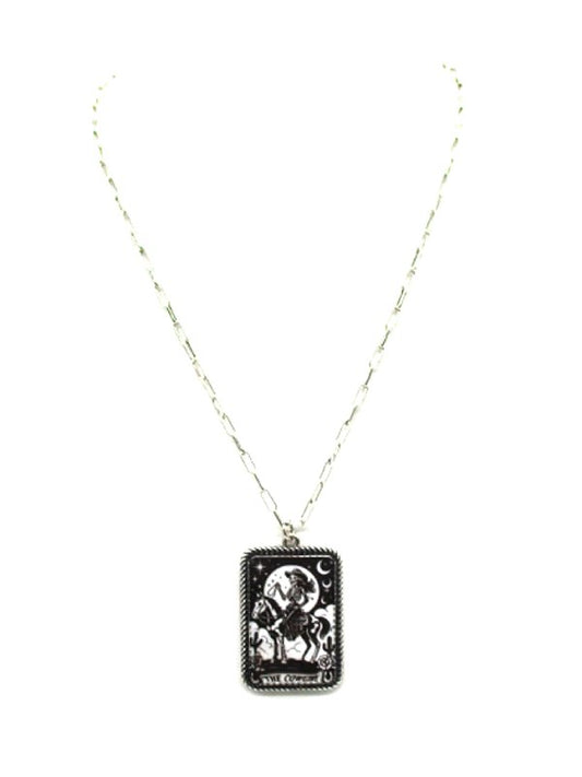Western Cowgirl Card Pendant Necklace
