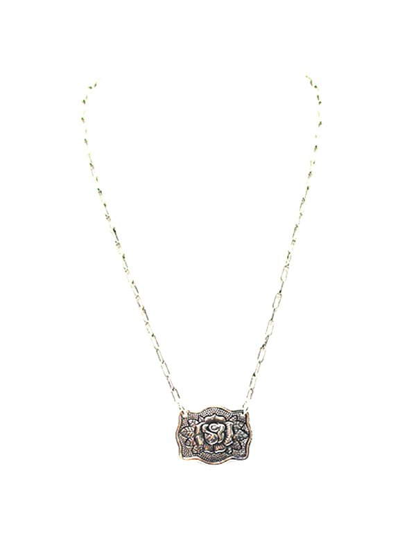 Western Flower Engraved Pendant Necklace
