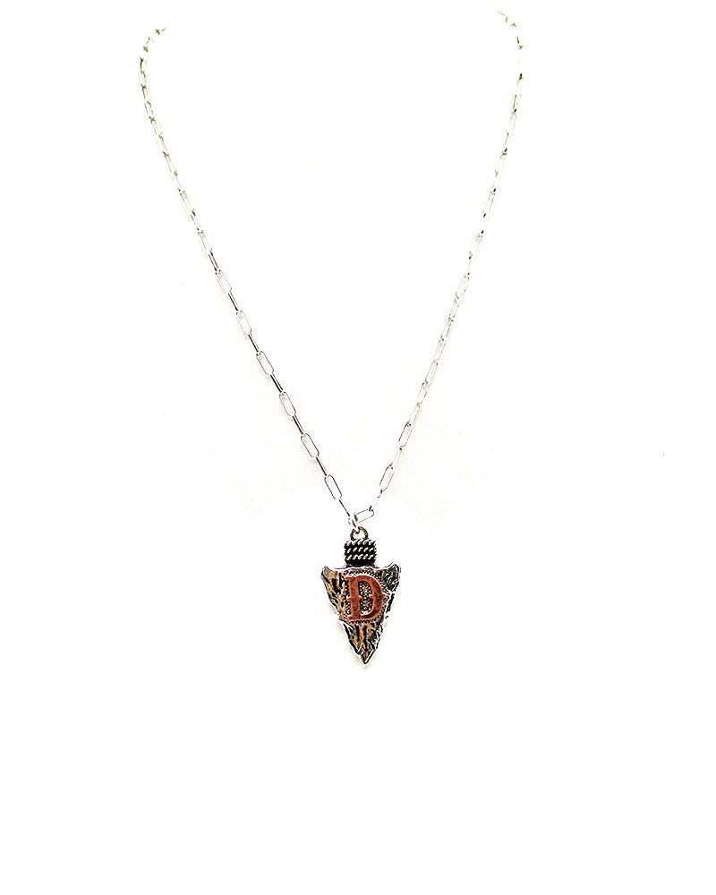 Western Arrow Head Initial Pendant Necklace