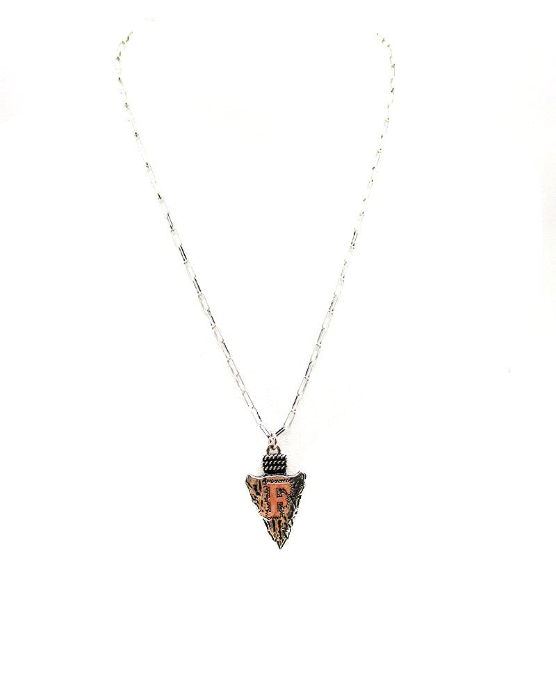 Western Arrow Head Initial Pendant Necklace