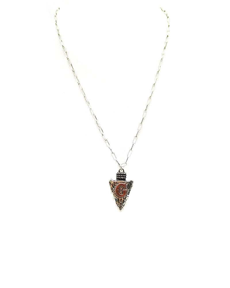 Western Arrow Head Initial Pendant Necklace