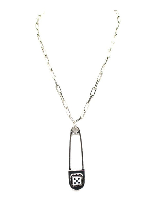 Western Dice Pin Drop Pendant Necklace