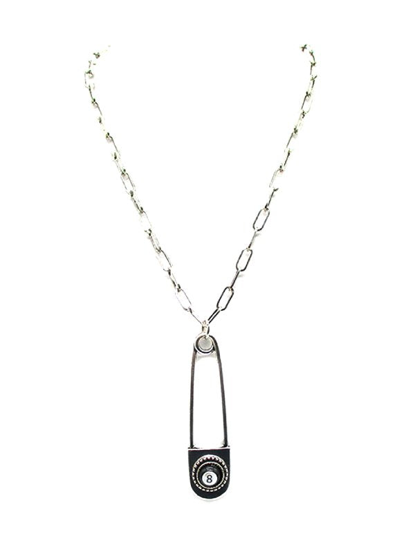 Western 8 Ball Drop Pin Necklace