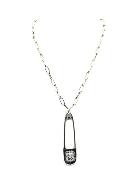 Western Route 66 Pin Drop Pendant Necklace
