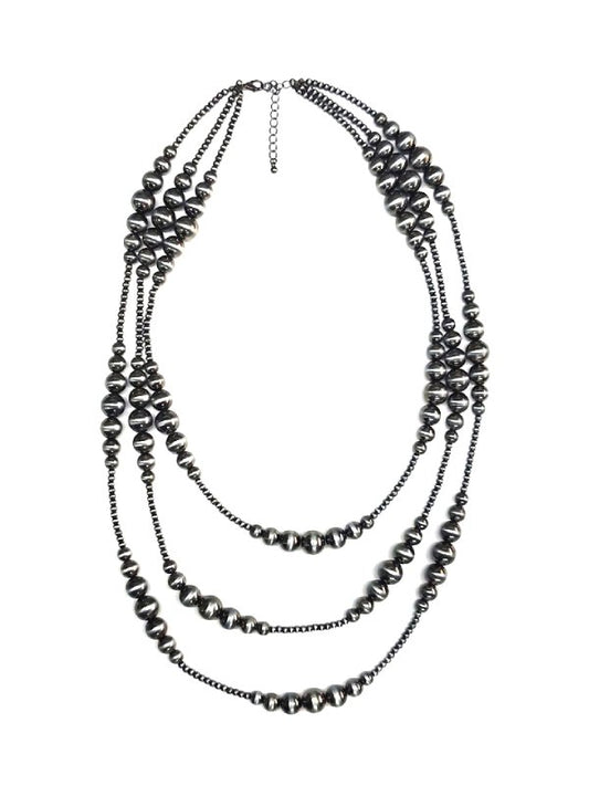 Western 3 Layer Graduated Navajo Pearl Necklace