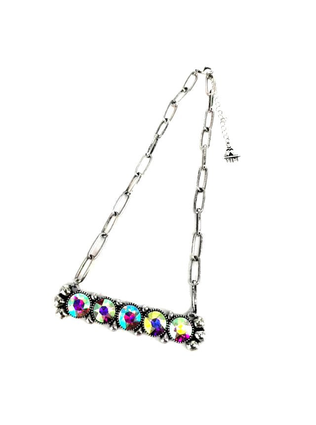 Western AB Stone Bar Pendant Necklace