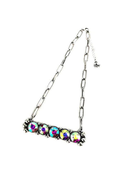 Western AB Stone Bar Pendant Necklace