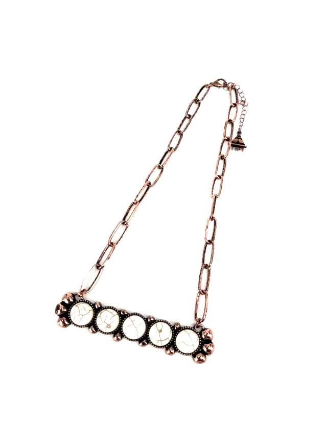 Western White Stone Bar Pendant Necklace