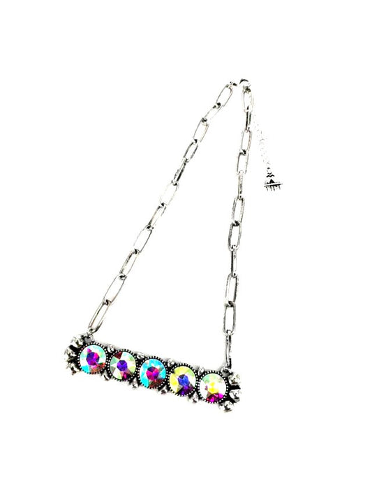 Western AB Stone Bar Pendant Necklace