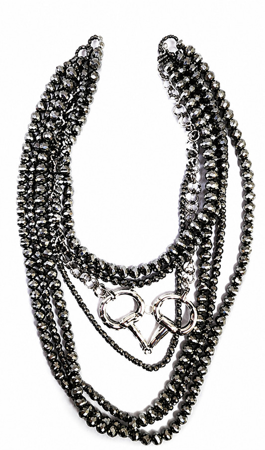 Western 6 Layered Navajo Pearl Snaffle Bit Necklace