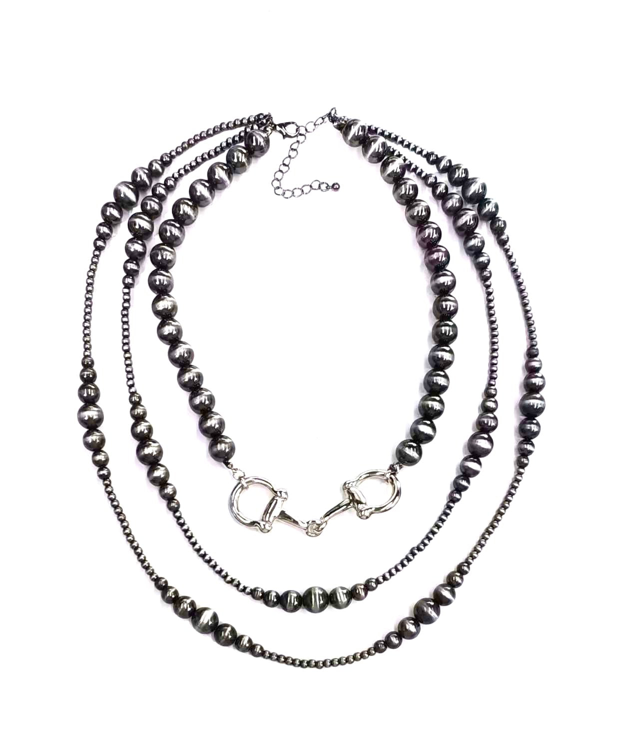 Western 3 Layered Navajo Pearl Snaffle Bit Necklace
