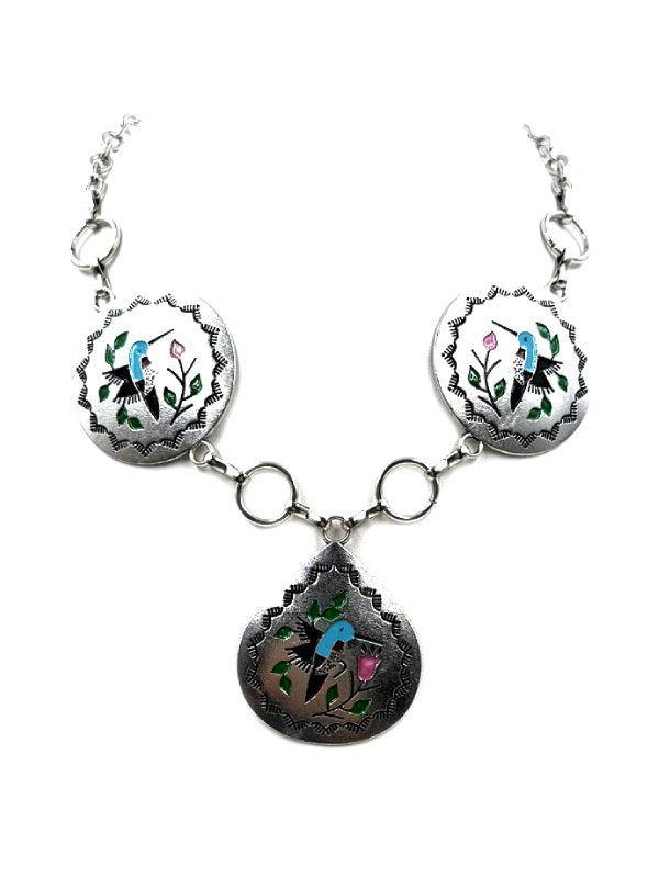 Western 3 Humming Bird Pendant Necklace