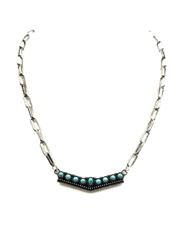 Western Turquoise Bar Pendant Necklace