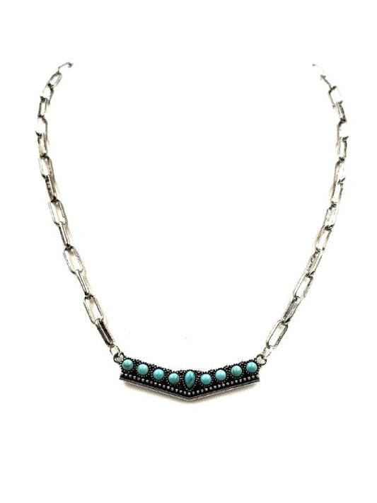 Western Turquoise Bar Pendant Necklace