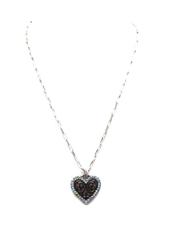 Western Engraved Heart Pendant Necklace