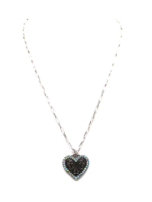 Western Engraved Heart Pendant Necklace