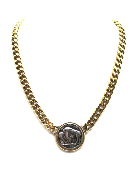 Western Buffalo Coin Chain Necklace
