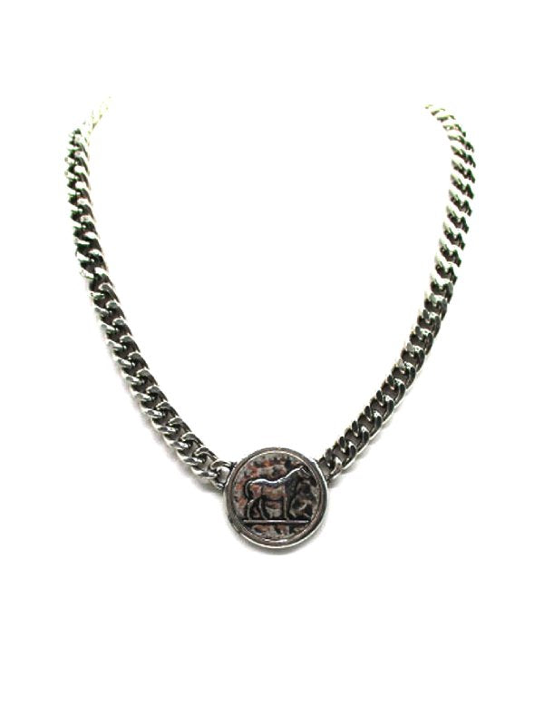 Western Horse Coin Chain Necklace