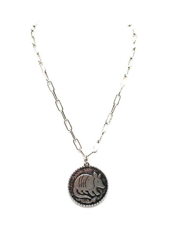 Western Round Armadillo Pendant Necklace