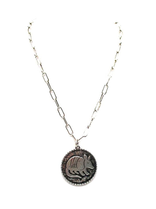 Western Round Armadillo Pendant Necklace