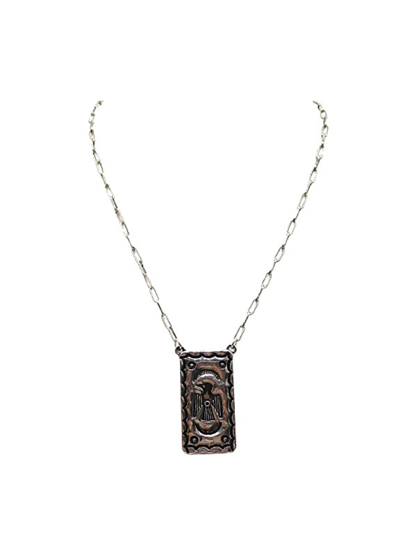 Western Thunderbird Rectangle Concho Necklace