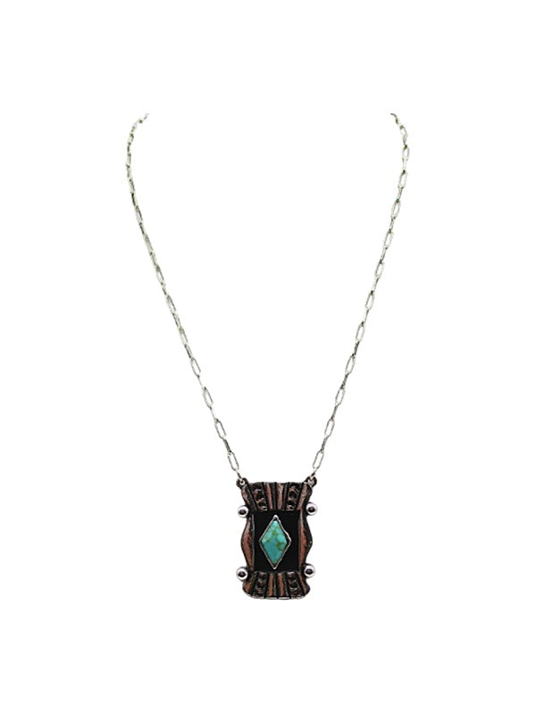 Western Diamond Turquoise Concho Necklace