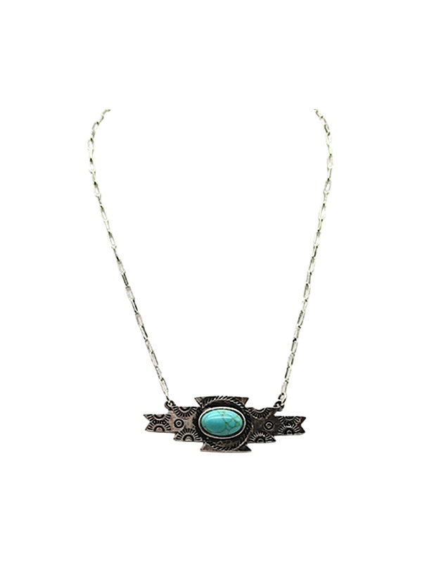 Western Turquoise Aztec Concho Necklace