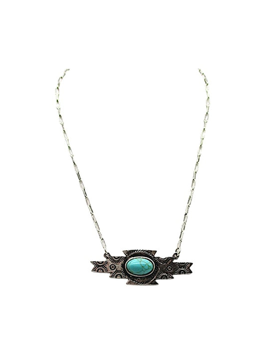 Western Turquoise Aztec Concho Necklace