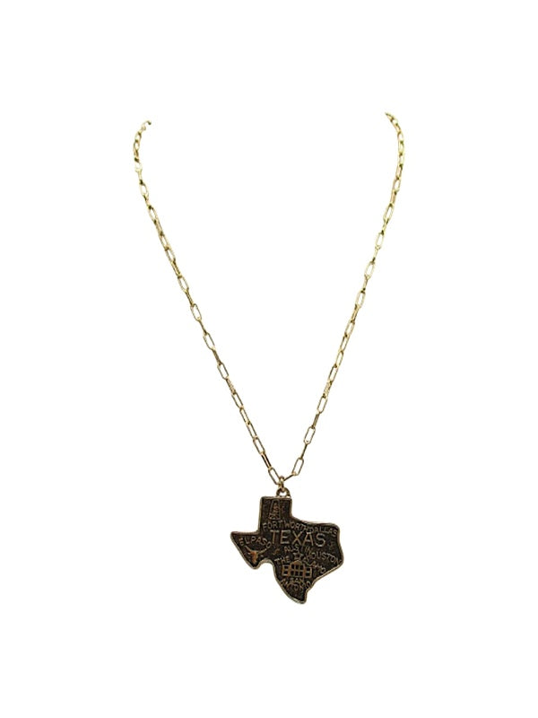Western Texas Map Necklace