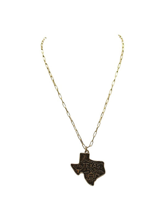 Western Texas Map Necklace