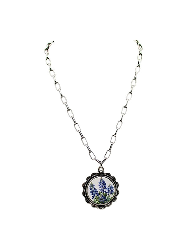 Western Round Bluebonnet Necklace