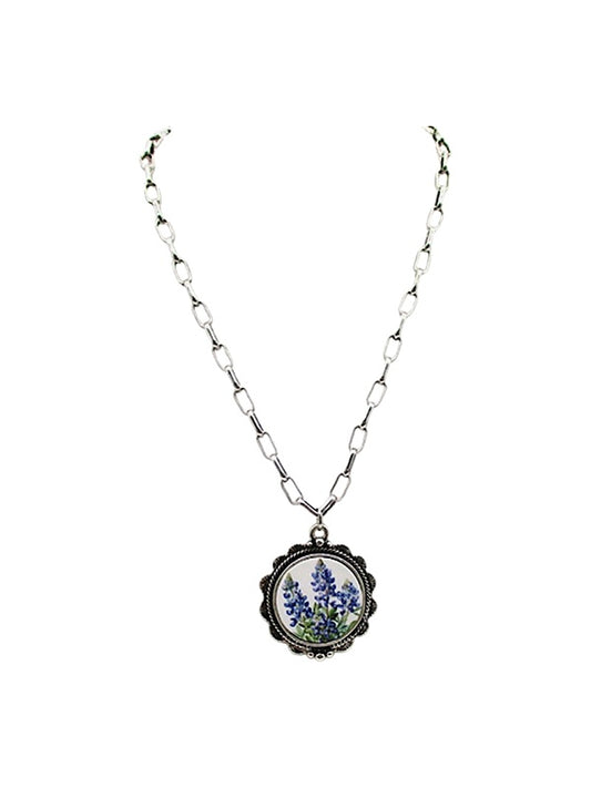 Western Round Bluebonnet Necklace