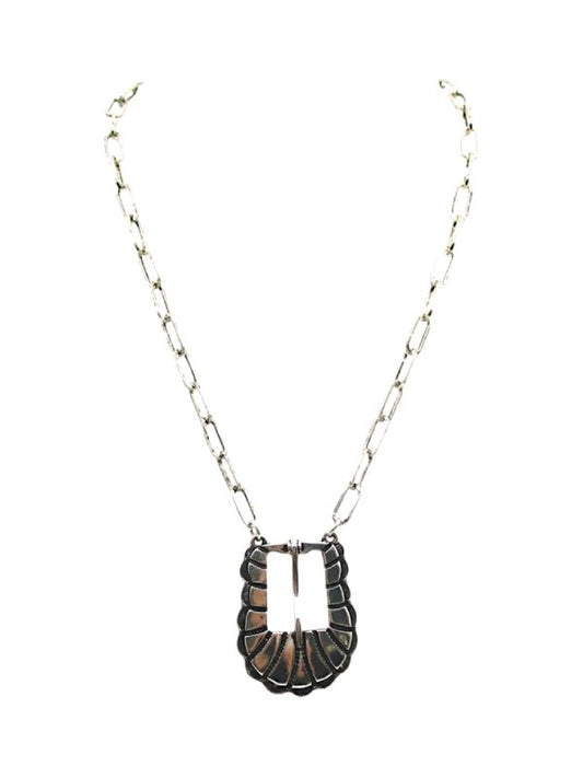 Western Belt Buckle Pendant Necklace