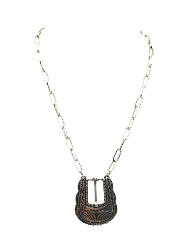Western Belt Buckle Pendant Necklace