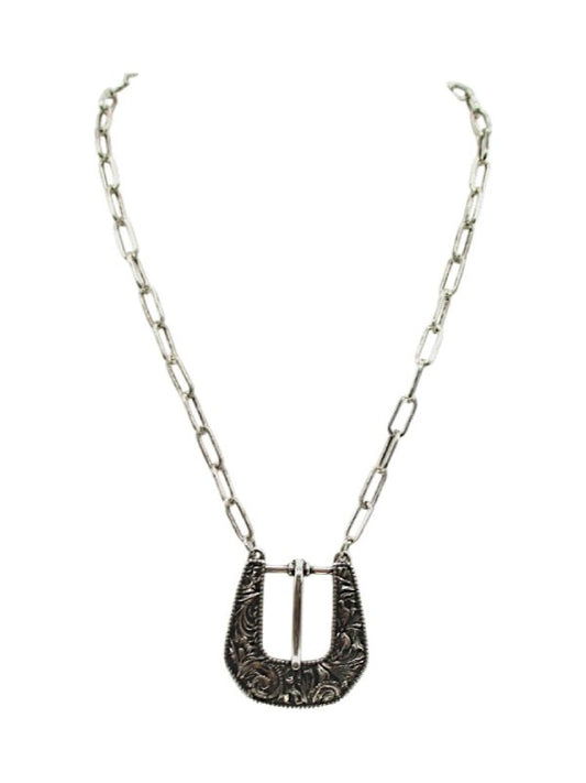 Western Belt Buckle Pendant Necklace
