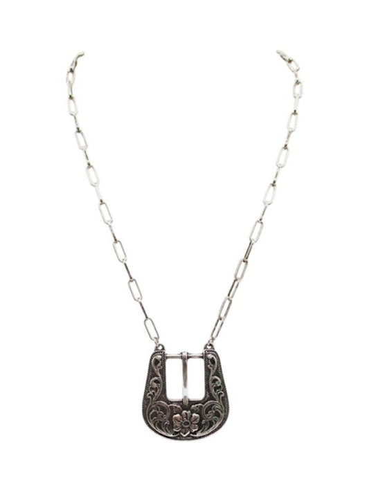 Western Belt Buckle Pendant Necklace
